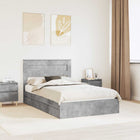 Storage Bed with Headboard Concrete Grey 135 x 190 cm Engineered Wood