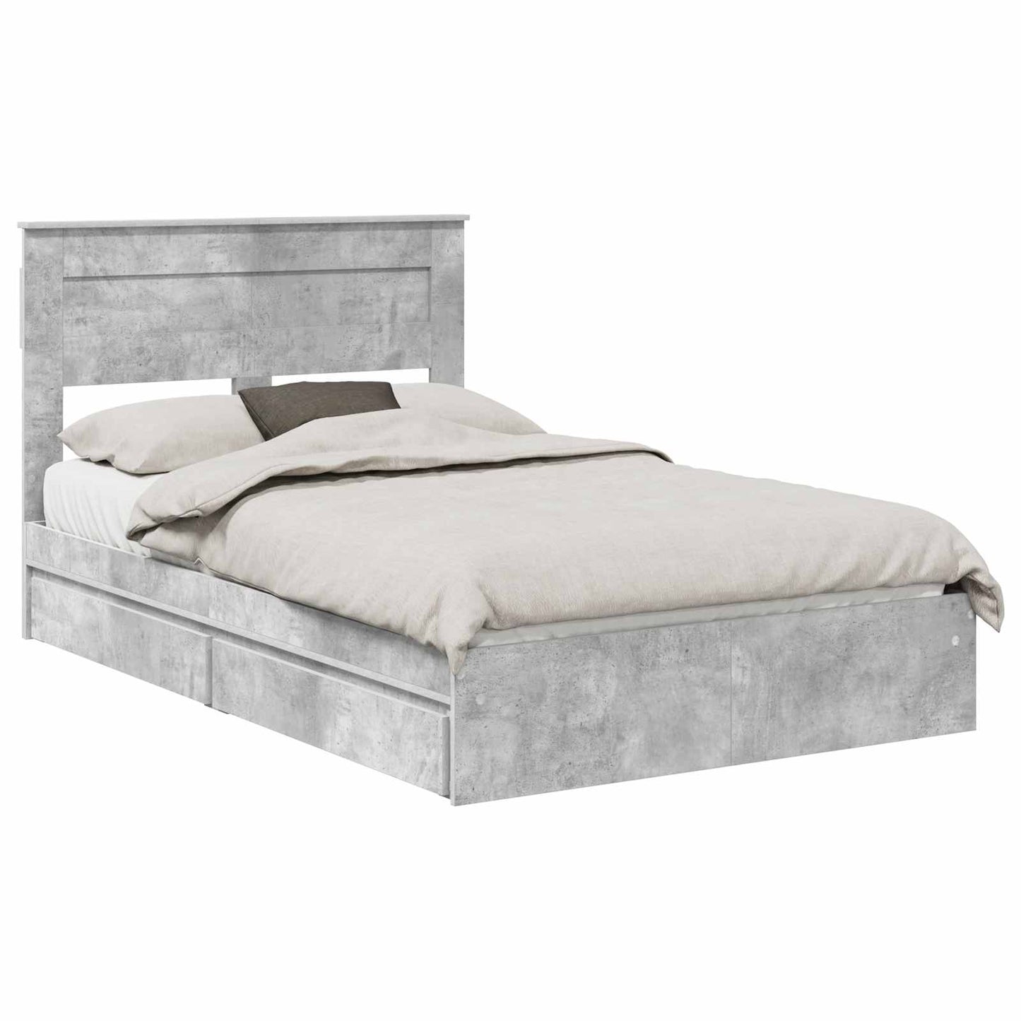 Bedframe met lade Beton Grijs 135 x 190 cm Bewerkt hout