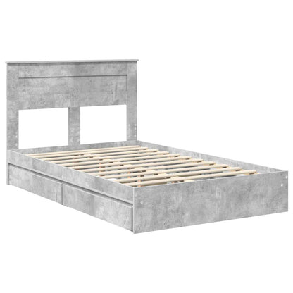 Bedframe met lade Beton Grijs 135 x 190 cm Bewerkt hout