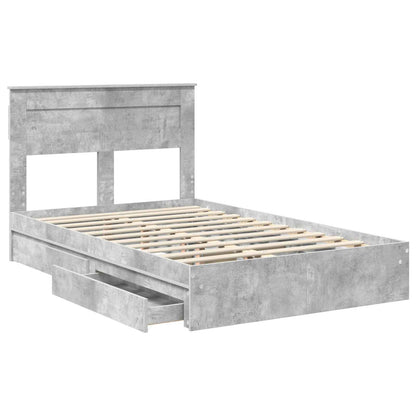 Bedframe met lade Beton Grijs 135 x 190 cm Bewerkt hout