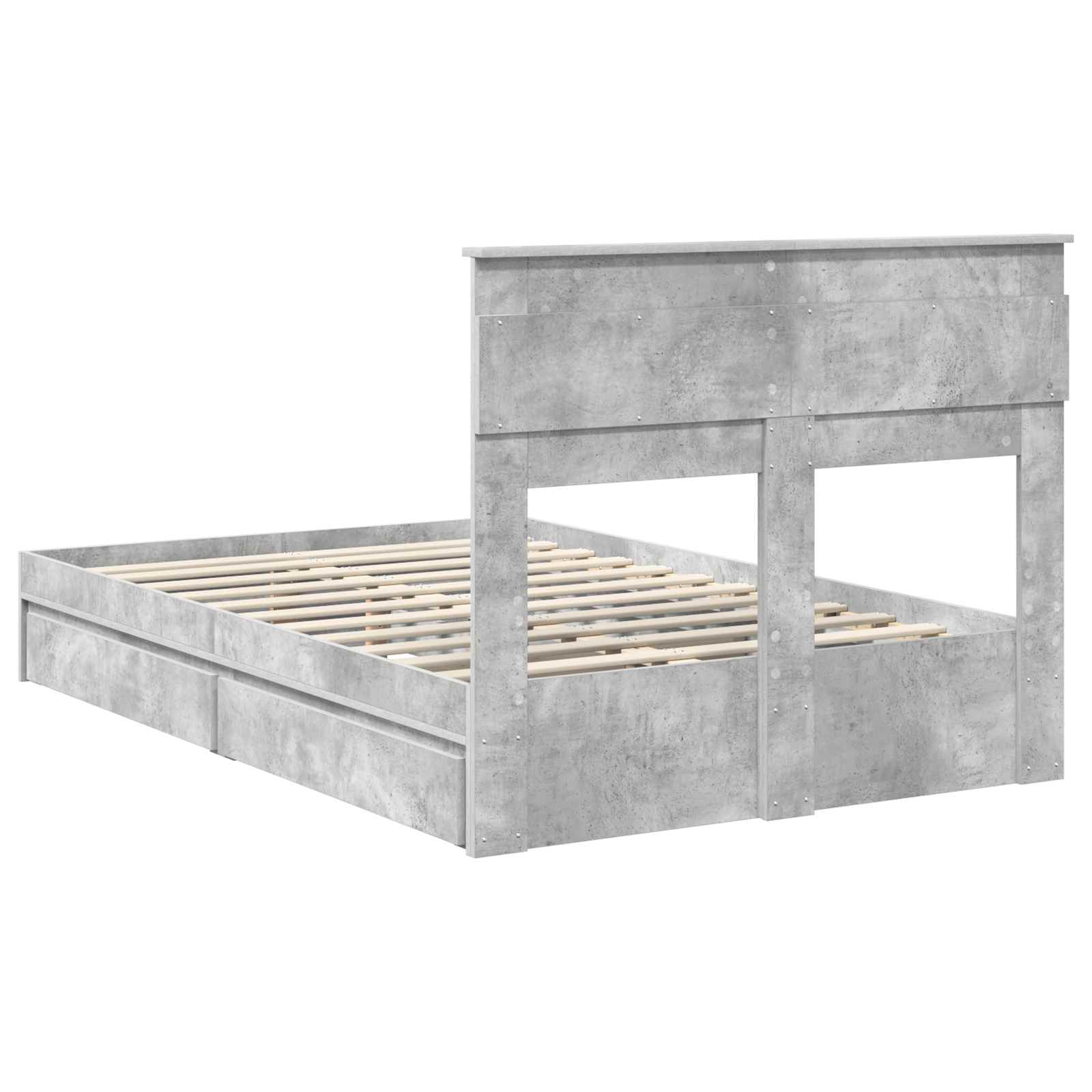 Bedframe met lade Beton Grijs 135 x 190 cm Bewerkt hout