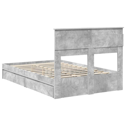 Bedframe met lade Beton Grijs 135 x 190 cm Bewerkt hout