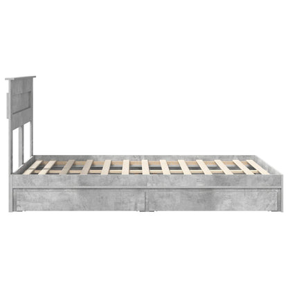 Bedframe met lade Beton Grijs 135 x 190 cm Bewerkt hout