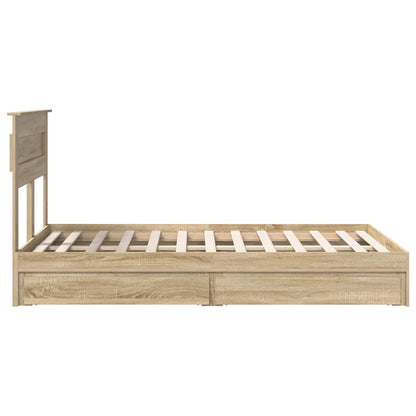Opslag bed met lade Sonoma Eiken 120 x 200 cm Bewerkt hout
