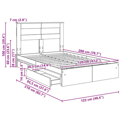 Opslag bed met lade Sonoma Eiken 120 x 200 cm Bewerkt hout