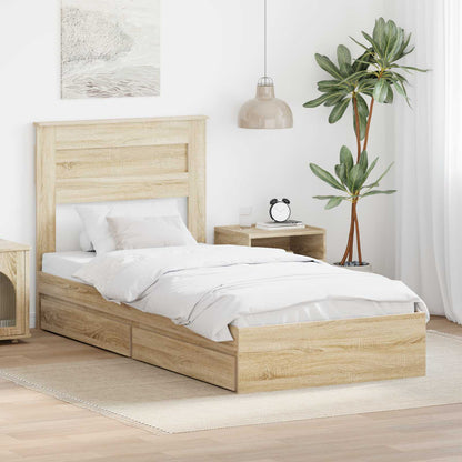 Bedframe met lade Sonoma Eiken 90 x 190 cm Bewerkt hout