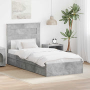 Opbergbed met hoofdeinde beton grijs 90x190 cm bewerkt hout