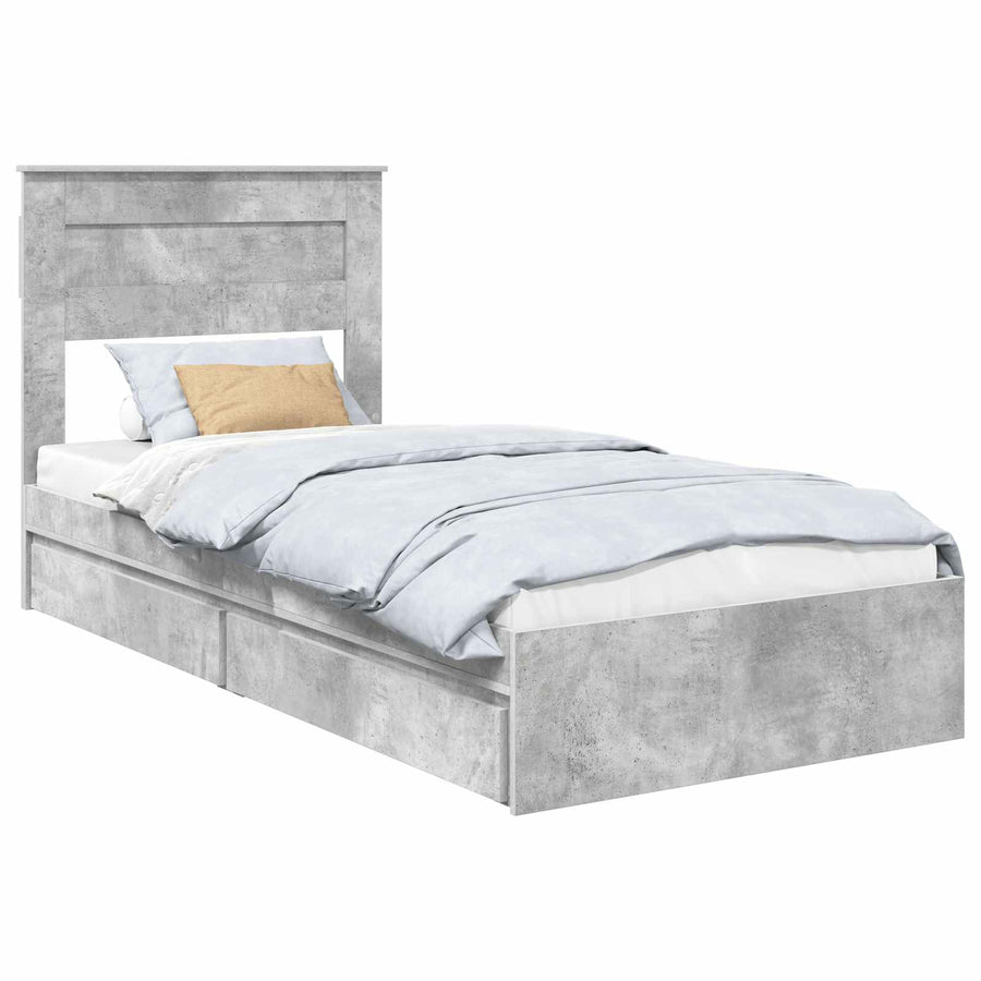 Bedframe met lade Beton Grijs 90 x 190 cm Bewerkt hout