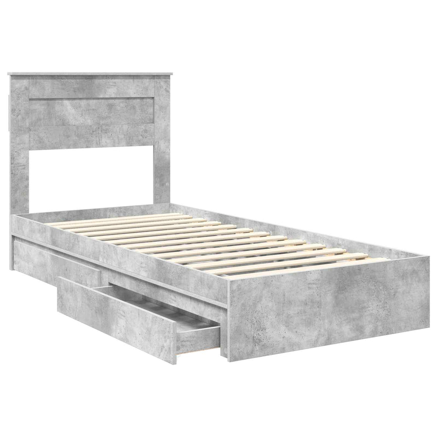 Bedframe met lade Beton Grijs 90 x 190 cm Bewerkt hout
