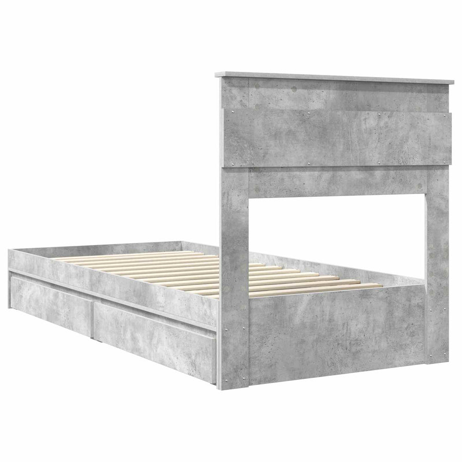 Bedframe met lade Beton Grijs 90 x 190 cm Bewerkt hout