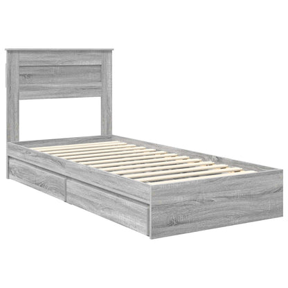 Bedframe met lade Grijs Sonoma 90 x 200 cm Bewerkt hout