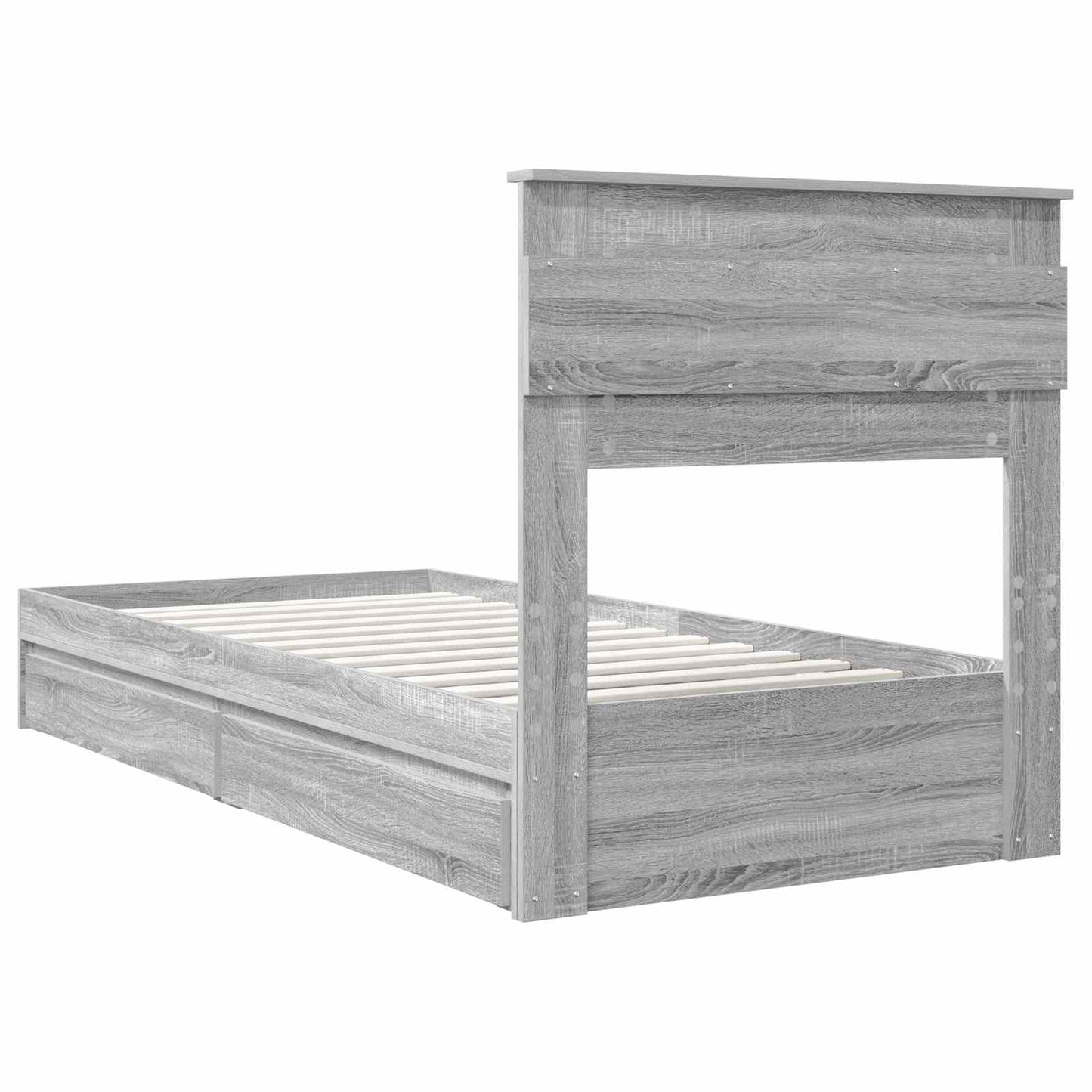 Bedframe met lade Grijs Sonoma 90 x 200 cm Bewerkt hout
