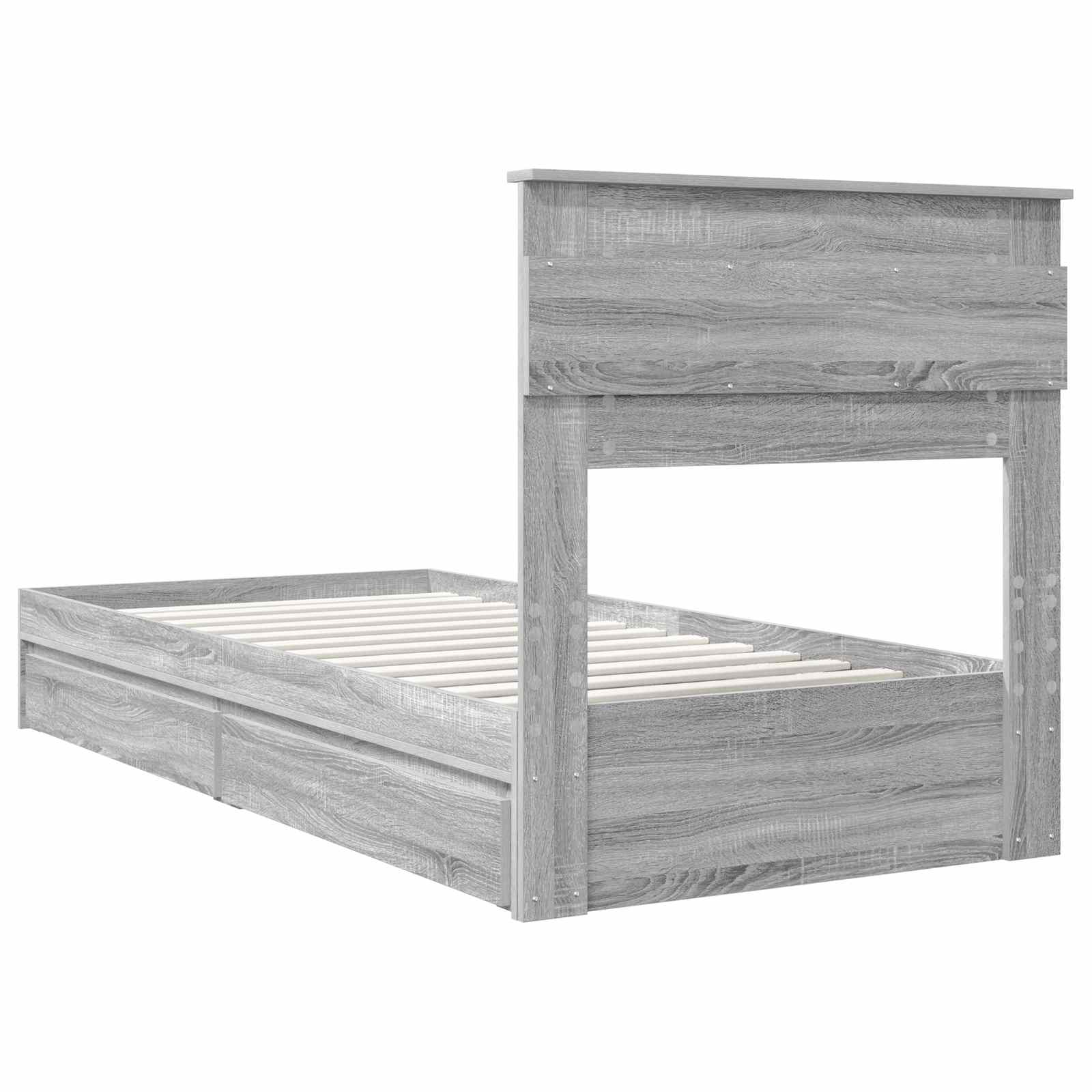 Bedframe met lade Grijs Sonoma 90 x 200 cm Bewerkt hout