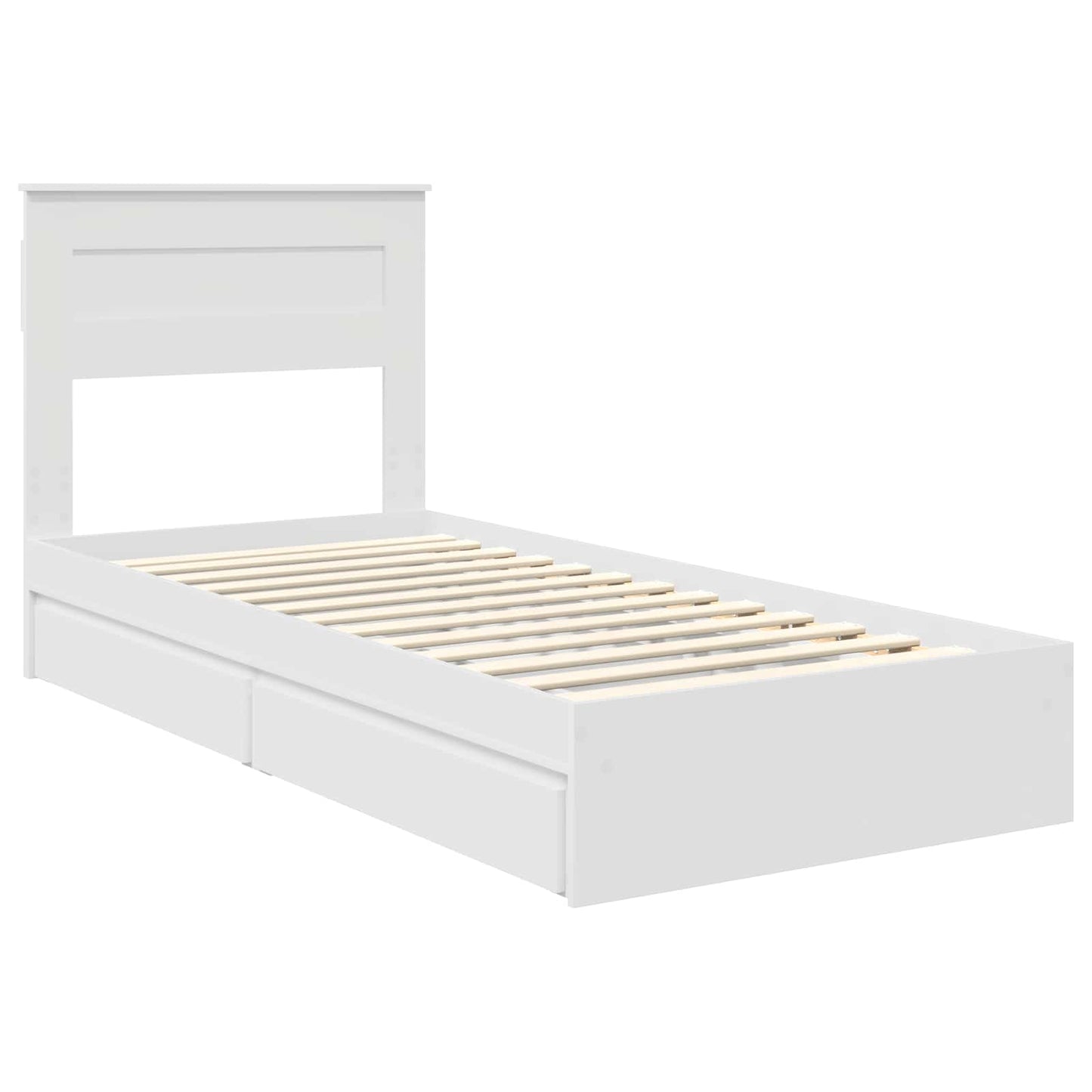 Bedframe met lade met hoofdeinde Wit 75 x 190 cm Bewerkt hout