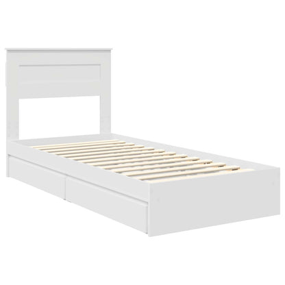 Bedframe met lade met hoofdeinde Wit 75 x 190 cm Bewerkt hout