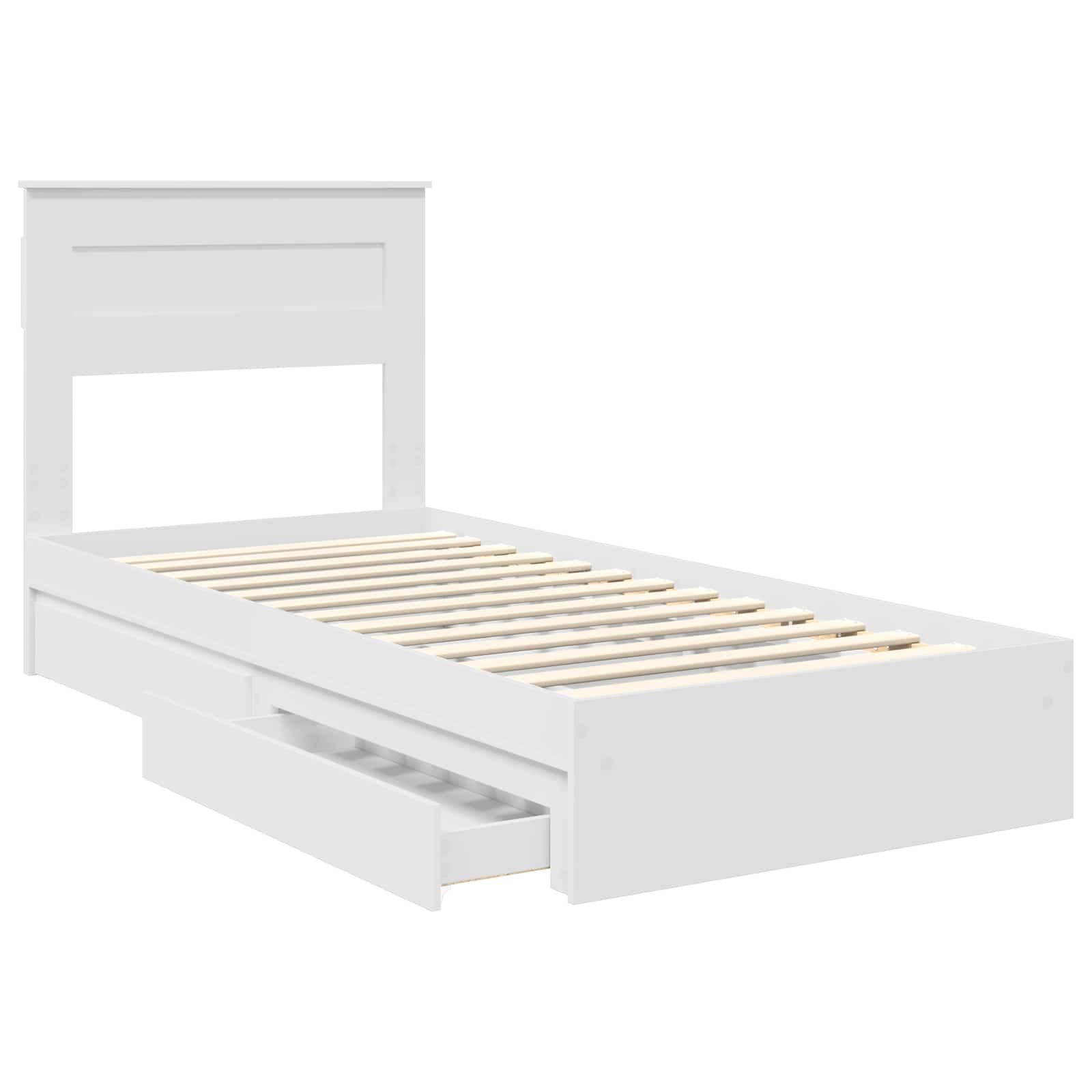 Bedframe met lade met hoofdeinde Wit 75 x 190 cm Bewerkt hout