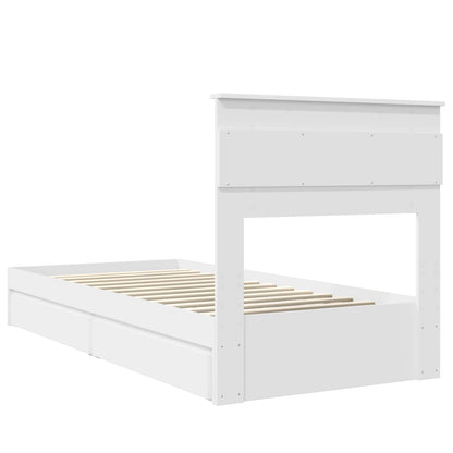 Bedframe met lade met hoofdeinde Wit 75 x 190 cm Bewerkt hout