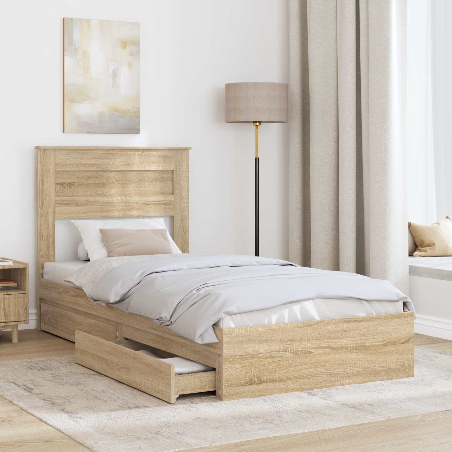 Bedframe met lade Sonoma Eiken 75 x 190 cm Bewerkt hout