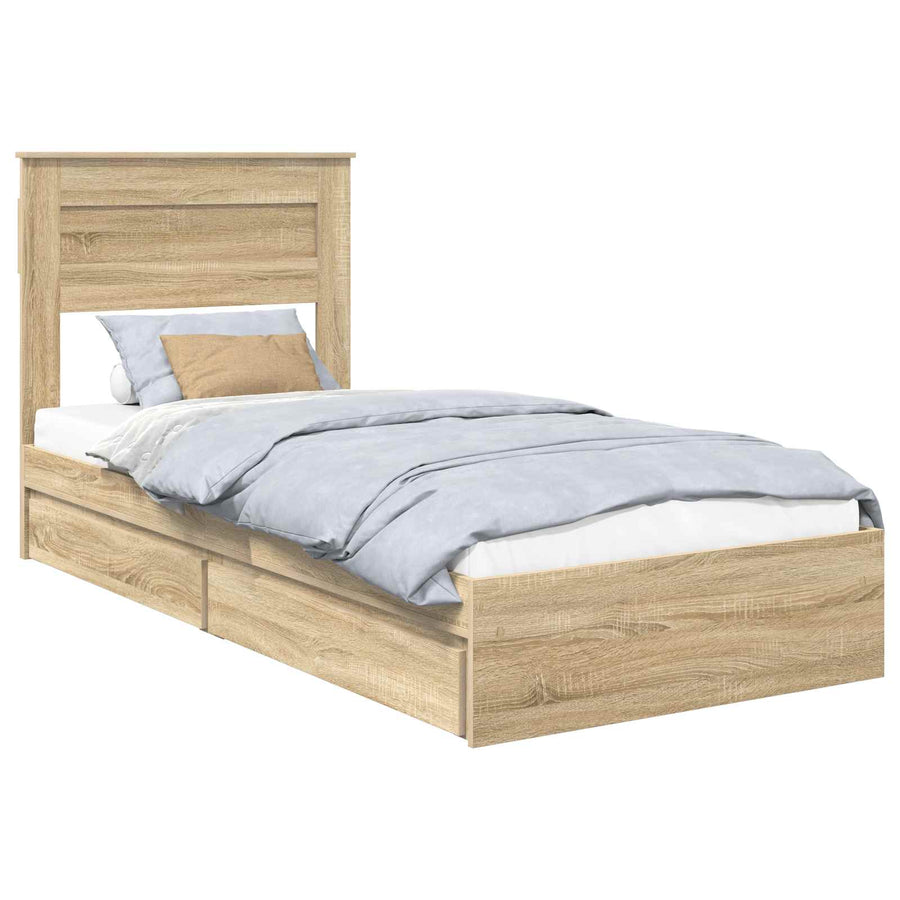 Bedframe met lade Sonoma Eiken 75 x 190 cm Bewerkt hout