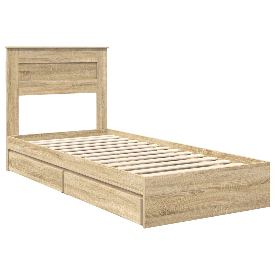 Bedframe met lade Sonoma Eiken 75 x 190 cm Bewerkt hout