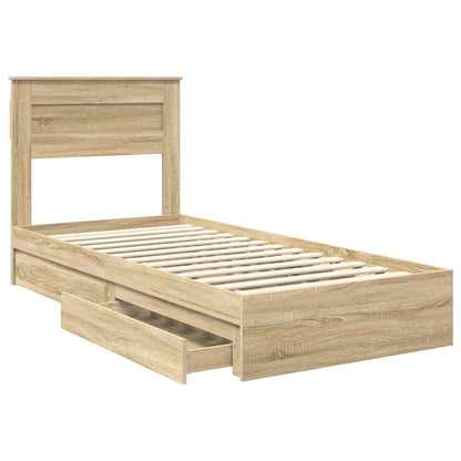 Bedframe met lade Sonoma Eiken 75 x 190 cm Bewerkt hout