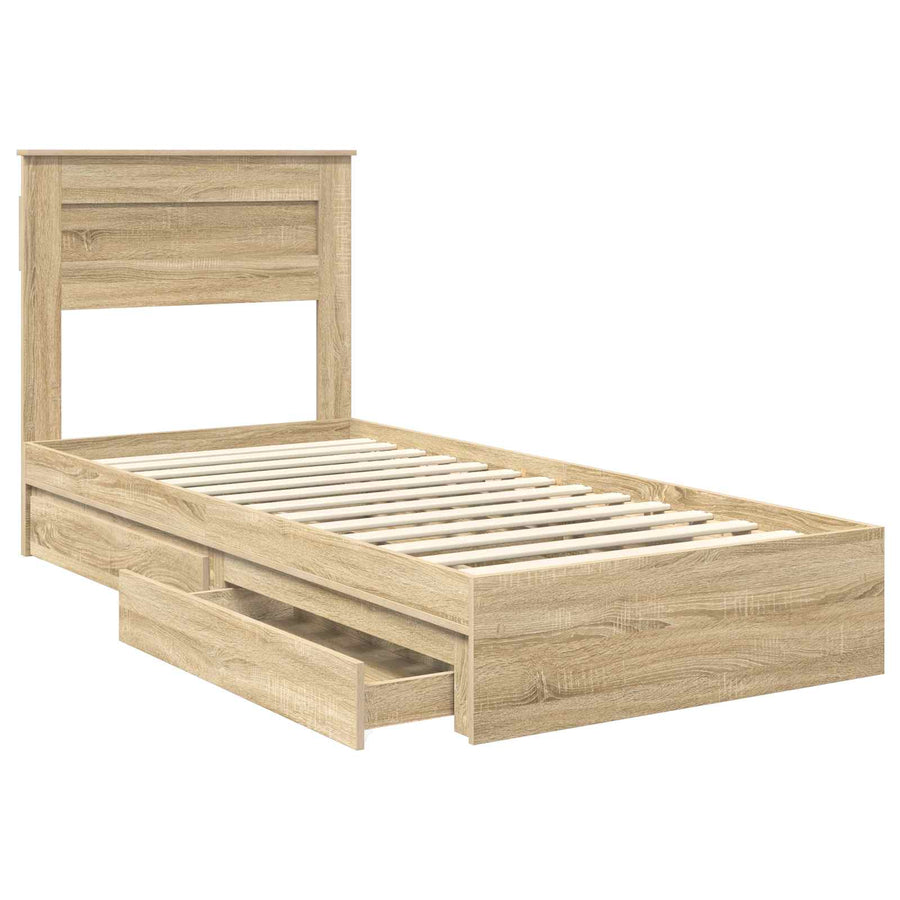 Bedframe met lade Sonoma Eiken 75 x 190 cm Bewerkt hout