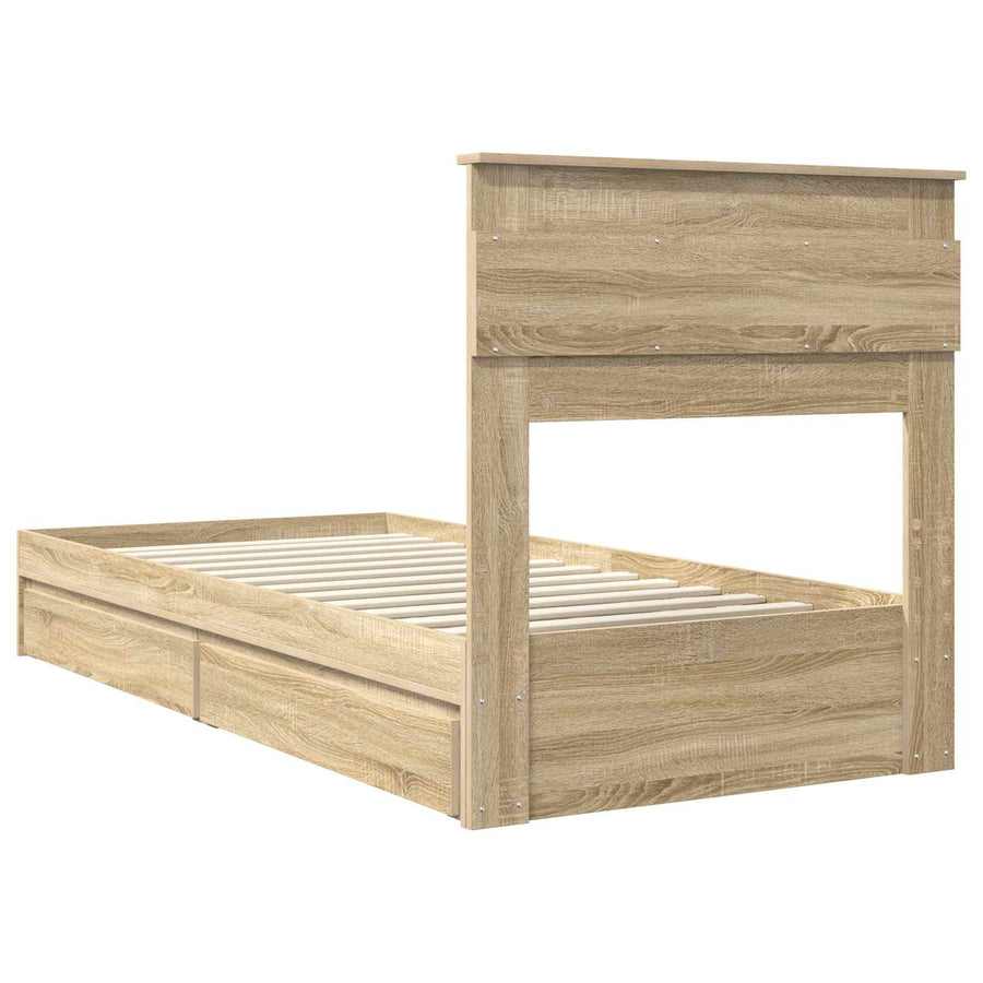 Bedframe met lade Sonoma Eiken 75 x 190 cm Bewerkt hout