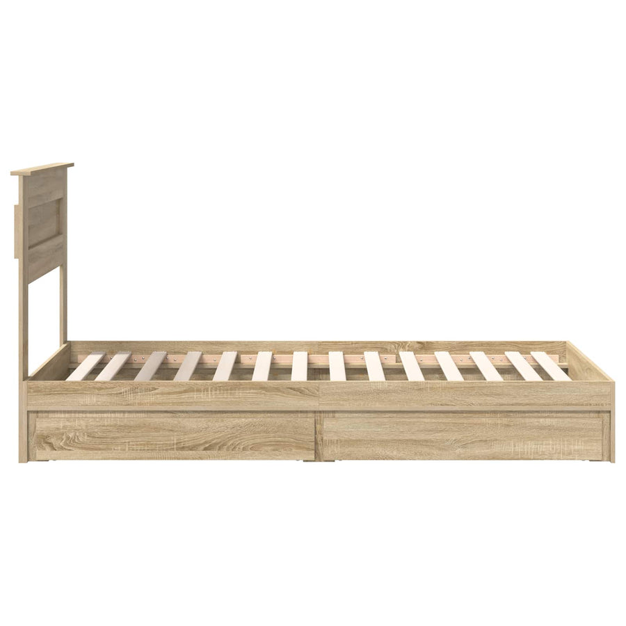Bedframe met lade Sonoma Eiken 75 x 190 cm Bewerkt hout