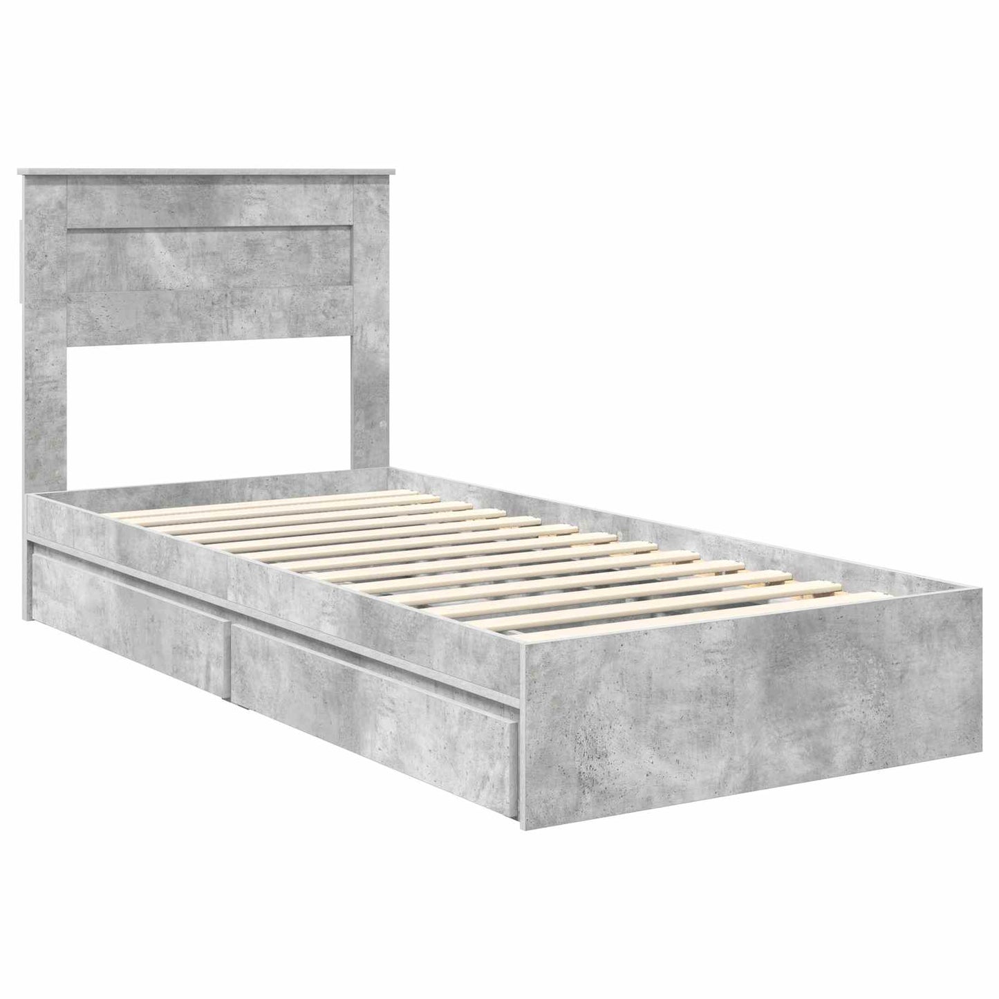 Bedframe met lade Beton Grijs 75 x 190 cm Bewerkt hout
