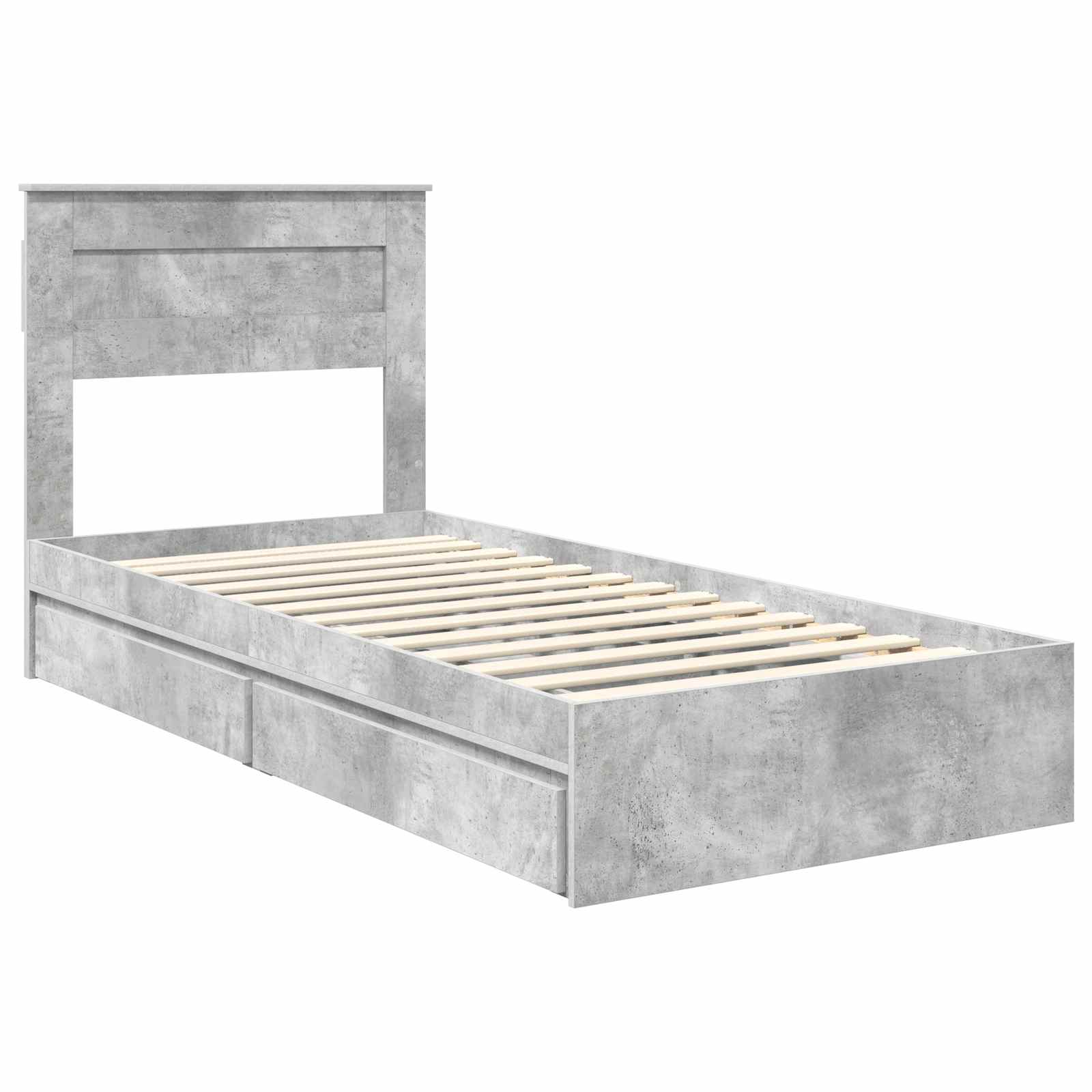 Bedframe met lade Beton Grijs 75 x 190 cm Bewerkt hout