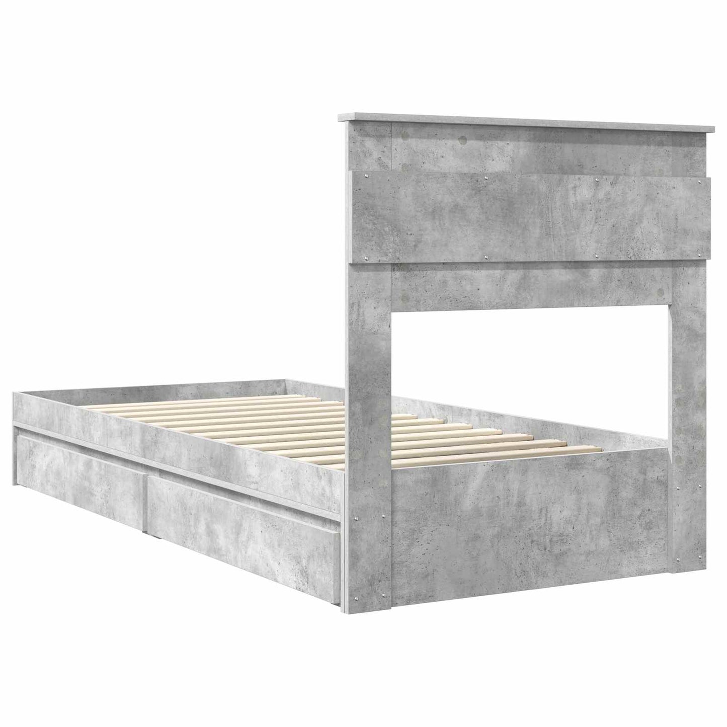 Bedframe met lade Beton Grijs 75 x 190 cm Bewerkt hout