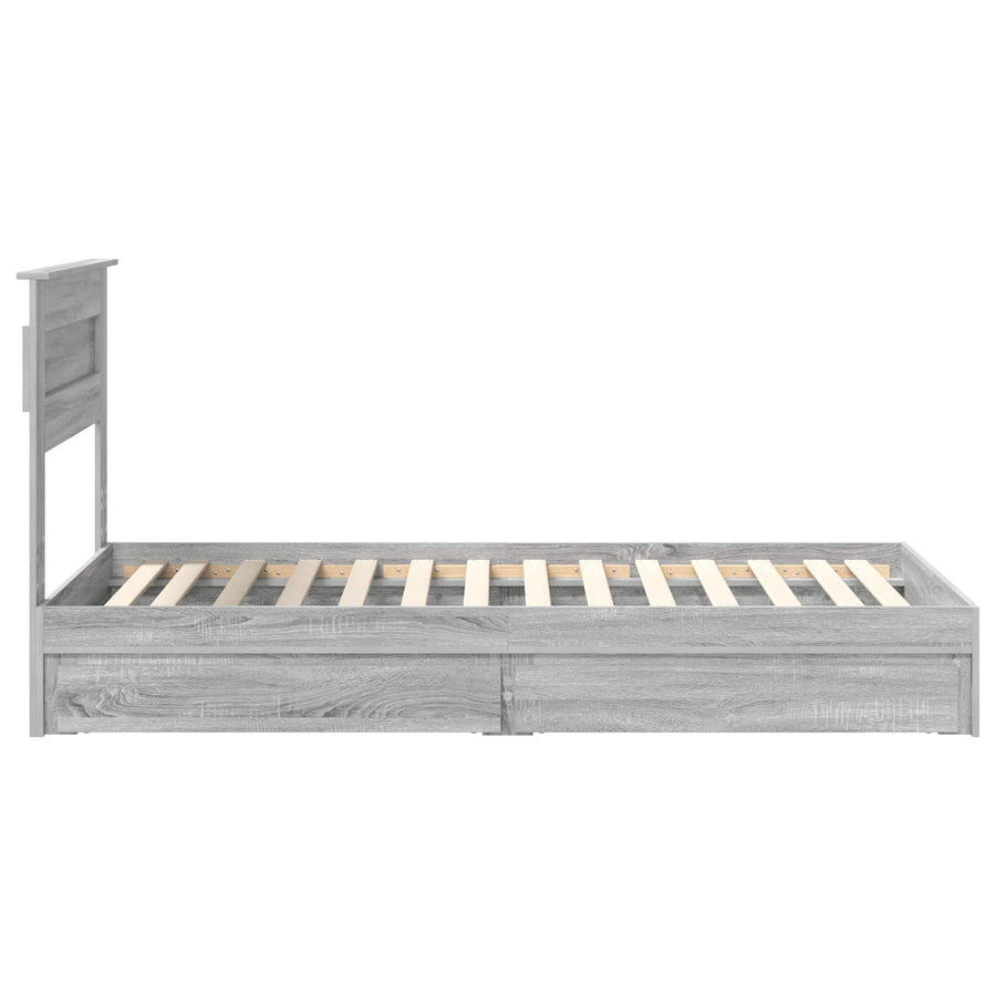 Bedframe met lade Grijs Sonoma 75 x 190 cm Bewerkt hout