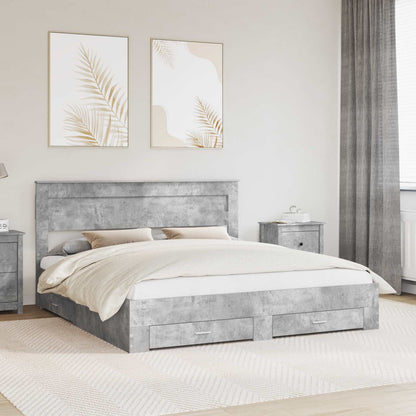 Bedframe met lade met hoofdeinde met opslag Bewerkt hout