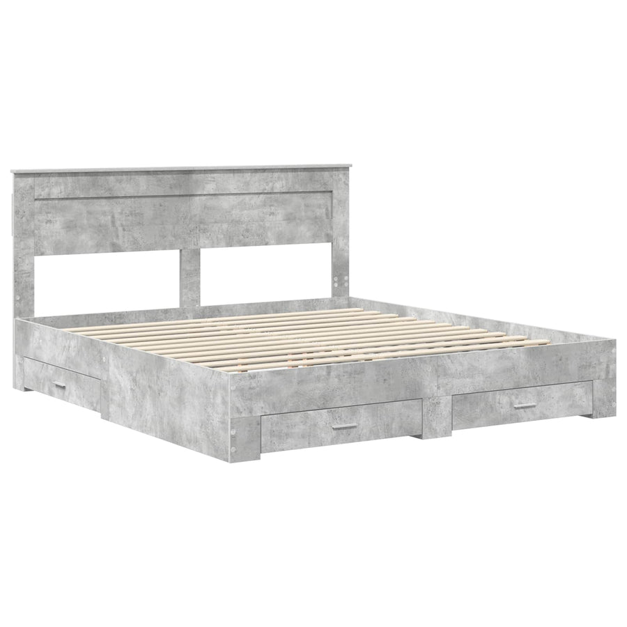 Bedframe met lade met hoofdeinde met opslag Bewerkt hout