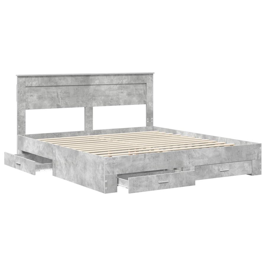 Bedframe met lade met hoofdeinde met opslag Bewerkt hout