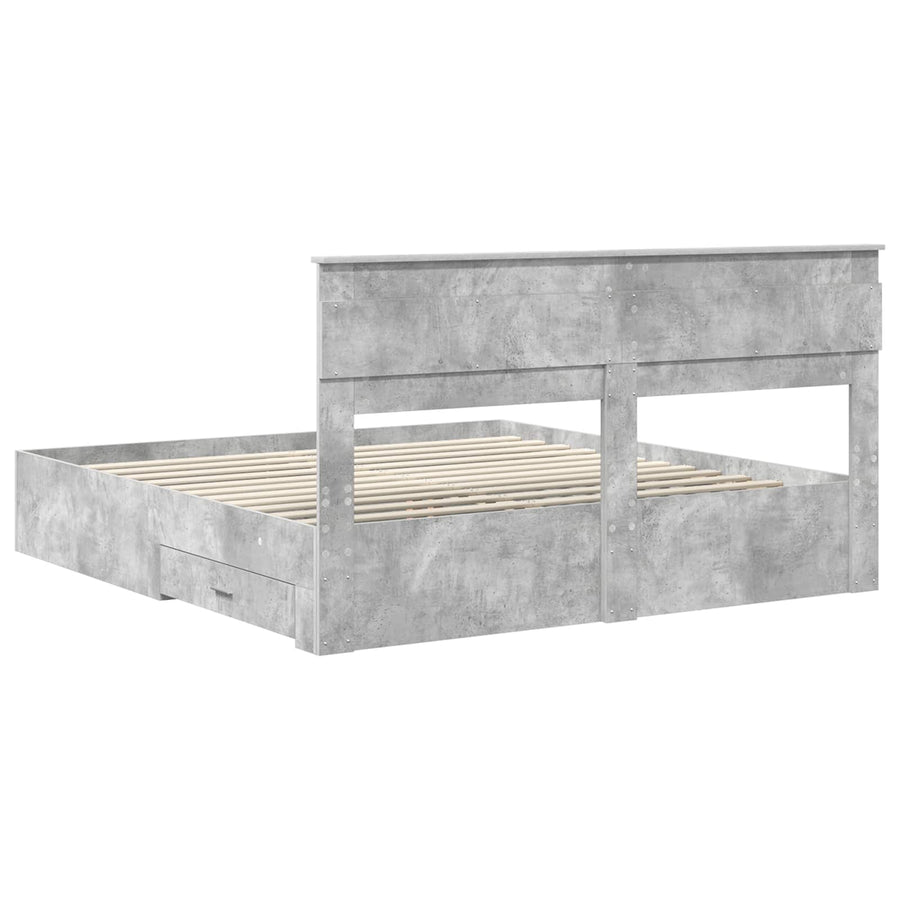 Bedframe met lade met hoofdeinde met opslag Bewerkt hout