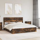 Bed frame with headboard Smoked oak 200 x 200 cm Engineered wood