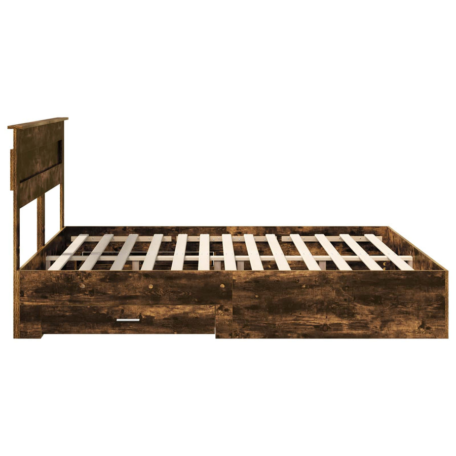 Bedframe met lade met hoofdeinde met opslag Bewerkt hout