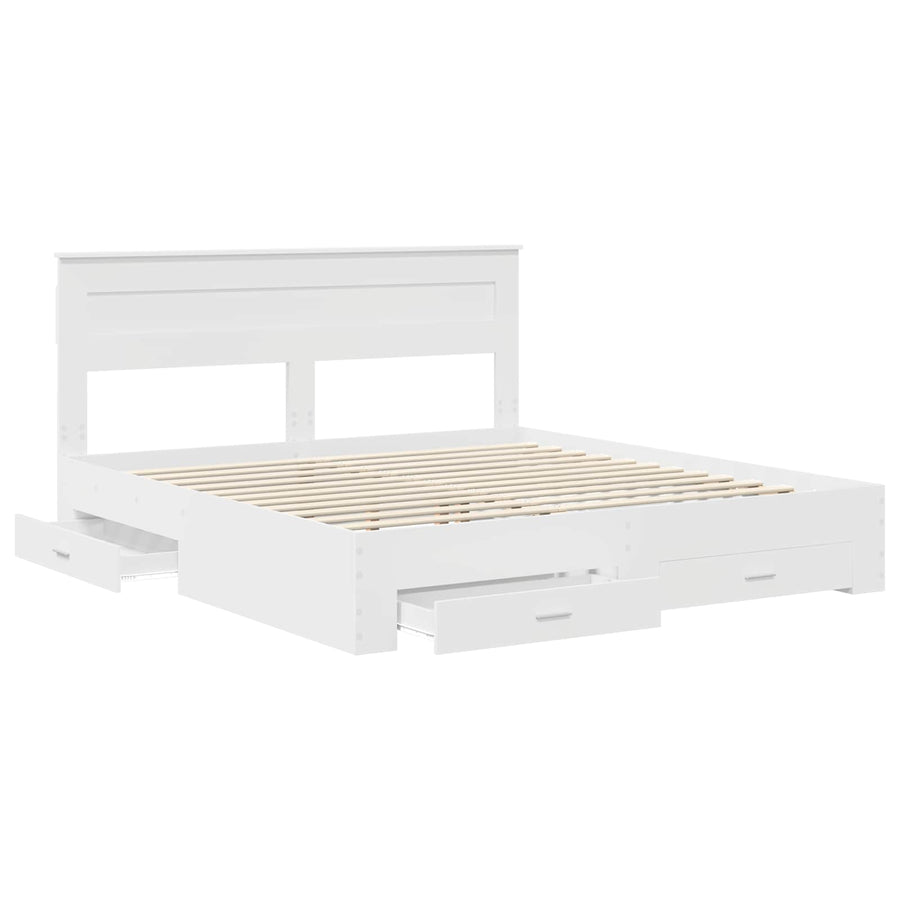 Bedframe met lade met hoofdeinde met opslag Bewerkt hout