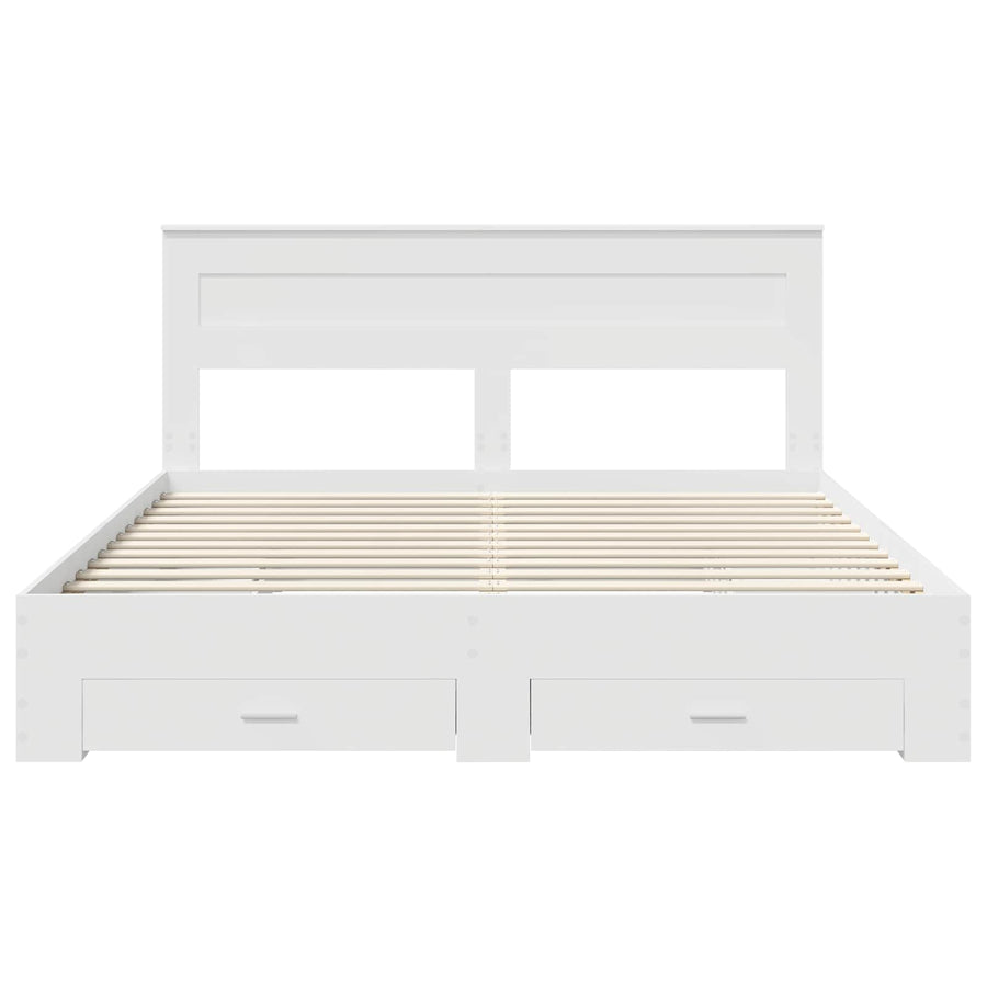 Bedframe met lade met hoofdeinde met opslag Bewerkt hout
