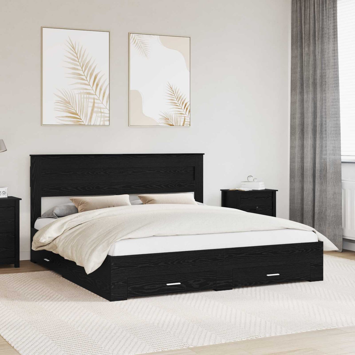 Bedframe met lade met hoofdeinde met opslag Bewerkt hout