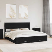 Bedframe met opbergruimte 180x200 cm zwart eiken