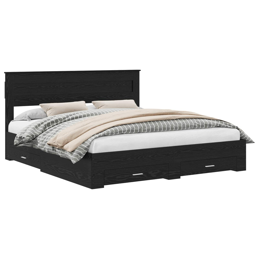 Bedframe met lade met hoofdeinde met opslag Bewerkt hout