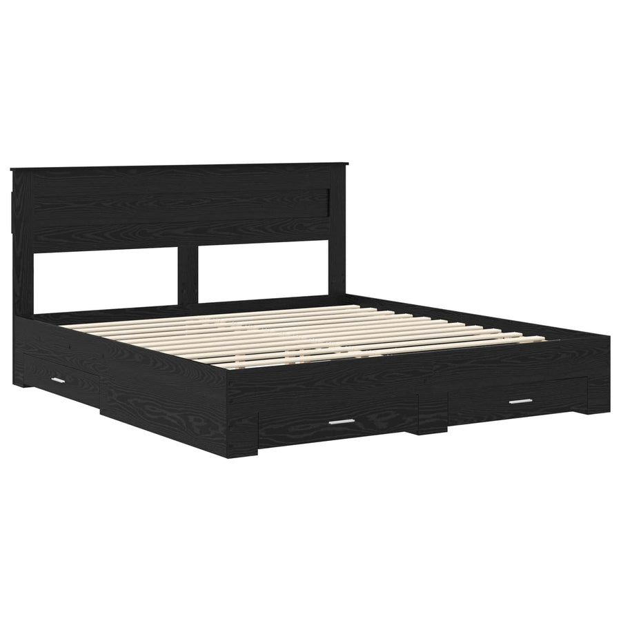 Bedframe met lade met hoofdeinde met opslag Bewerkt hout