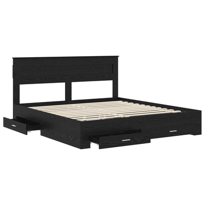 Bedframe met lade met hoofdeinde met opslag Bewerkt hout
