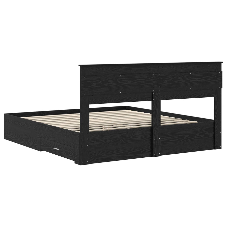Bedframe met lade met hoofdeinde met opslag Bewerkt hout