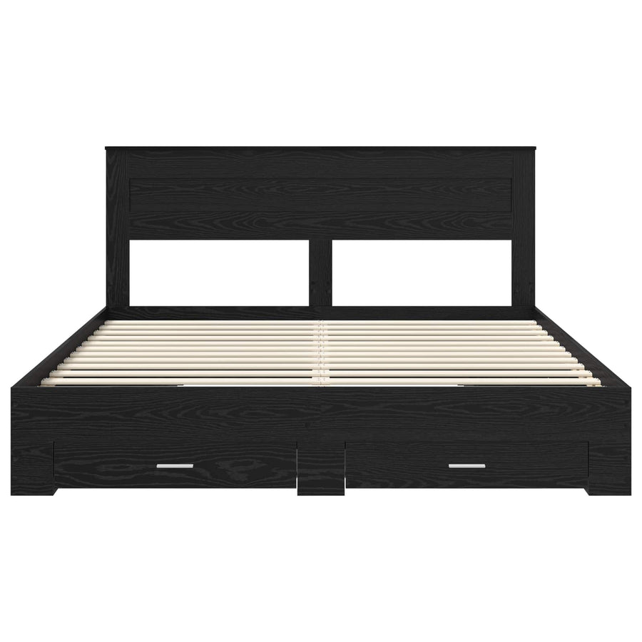 Bedframe met lade met hoofdeinde met opslag Bewerkt hout