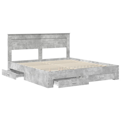Bedframe met hoofdeinde Beton Grijs 180 x 200 cm Bewerkt hout