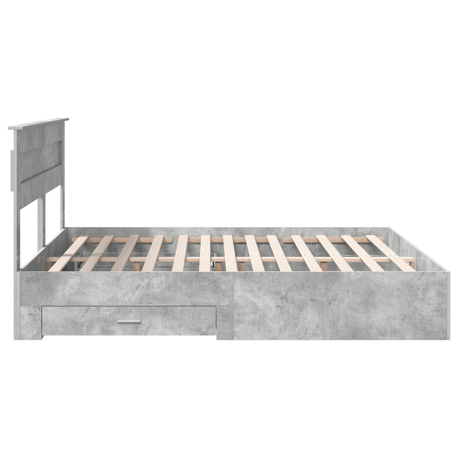 Bedframe met hoofdeinde Beton Grijs 180 x 200 cm Bewerkt hout