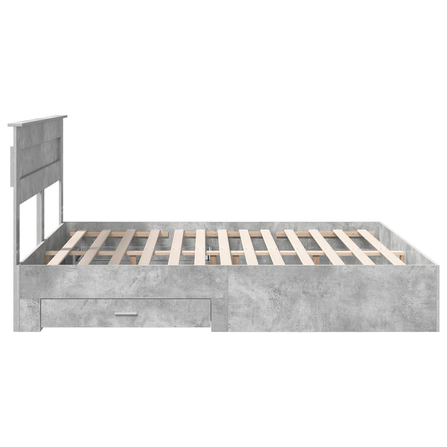 Bedframe met hoofdeinde Beton Grijs 180 x 200 cm Bewerkt hout